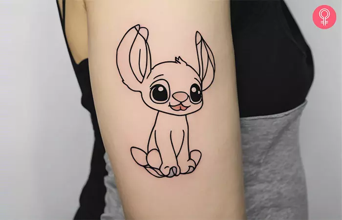 Simple outline tattoo of Stitch