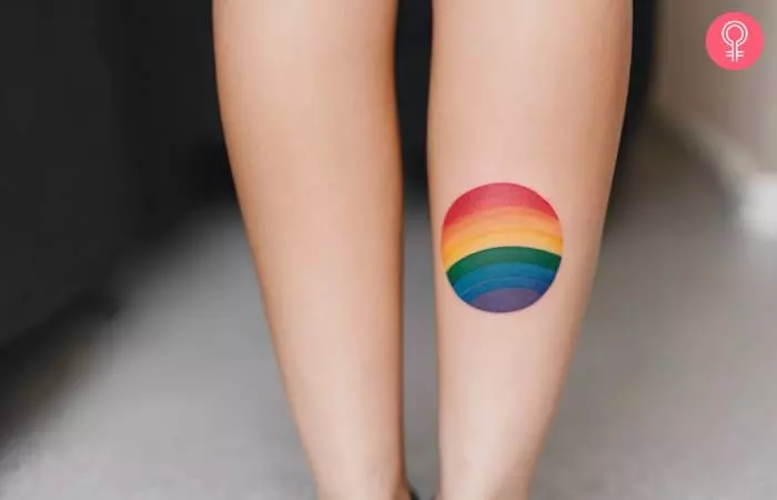 Subtle lesbian tattoo on the calf
