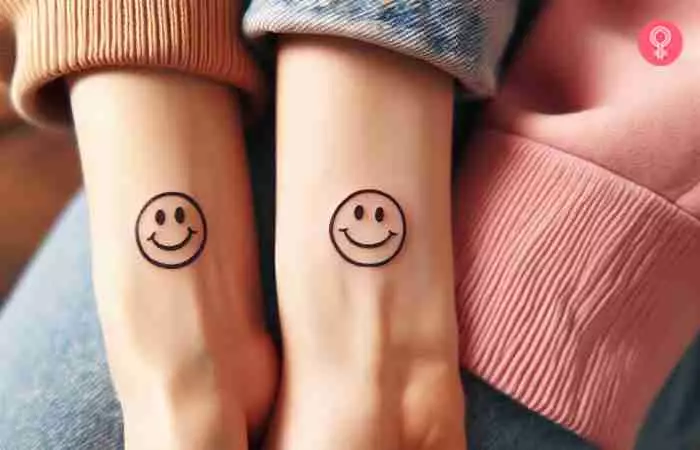 Tiny matching friendship tattoos on the wrist