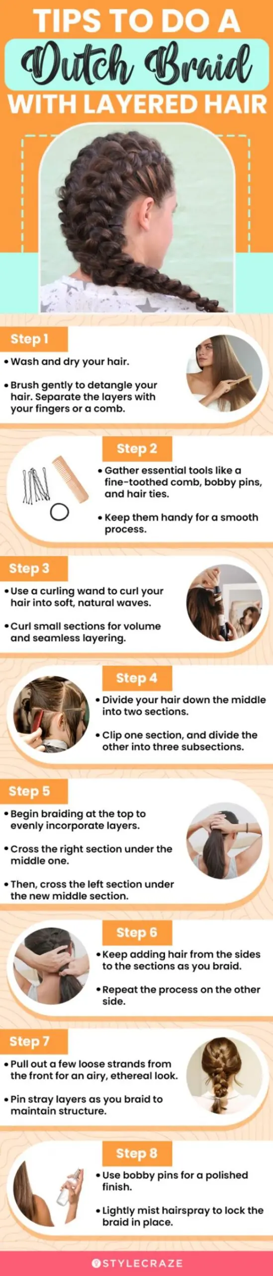 tips to do a dutch braid with layered hair