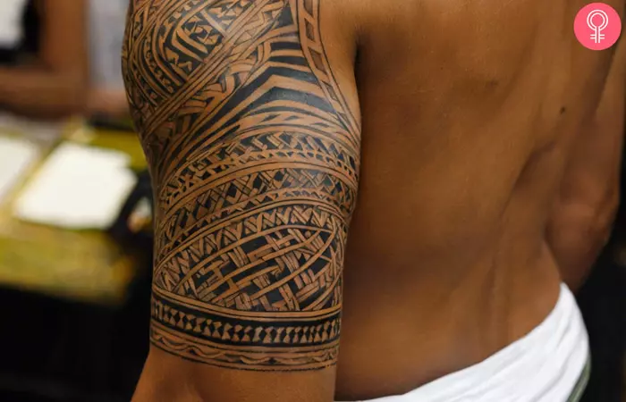 A Tongan tattoo on a man’s upper arm
