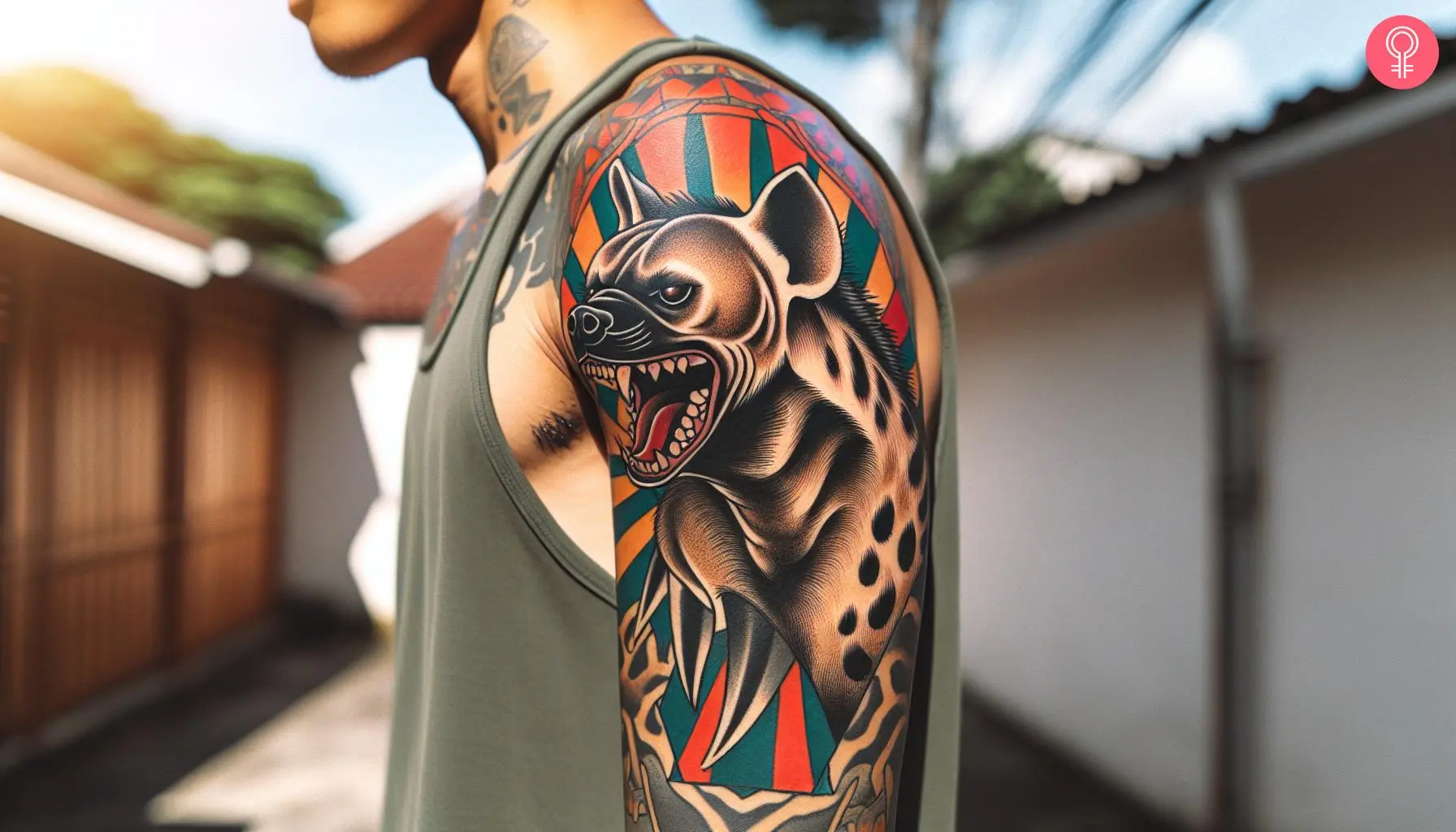 American Traditional Hyena Tattoo