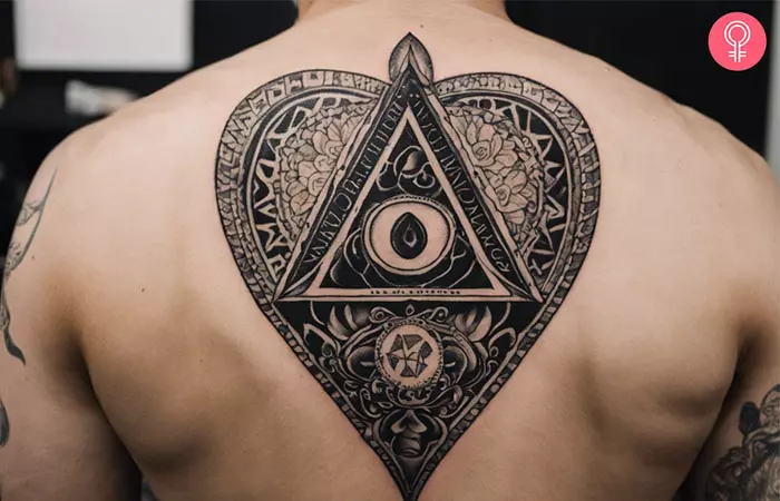 Traditional planchette tattoo on the back