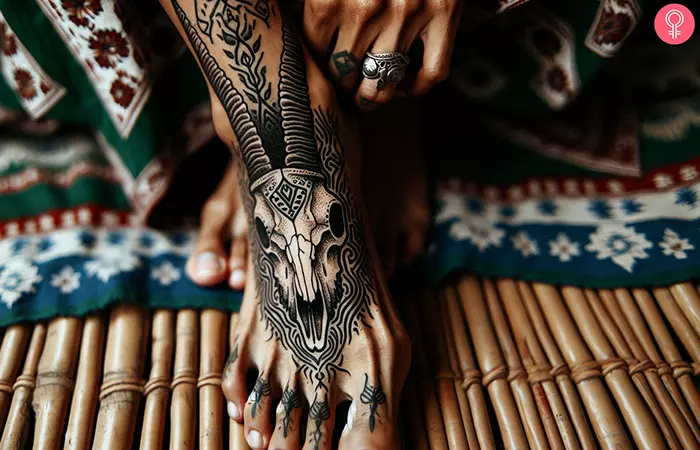Tribal Goat Skull Tattoo