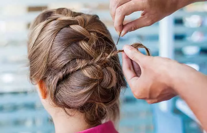 using bobby pins to secure braided layers