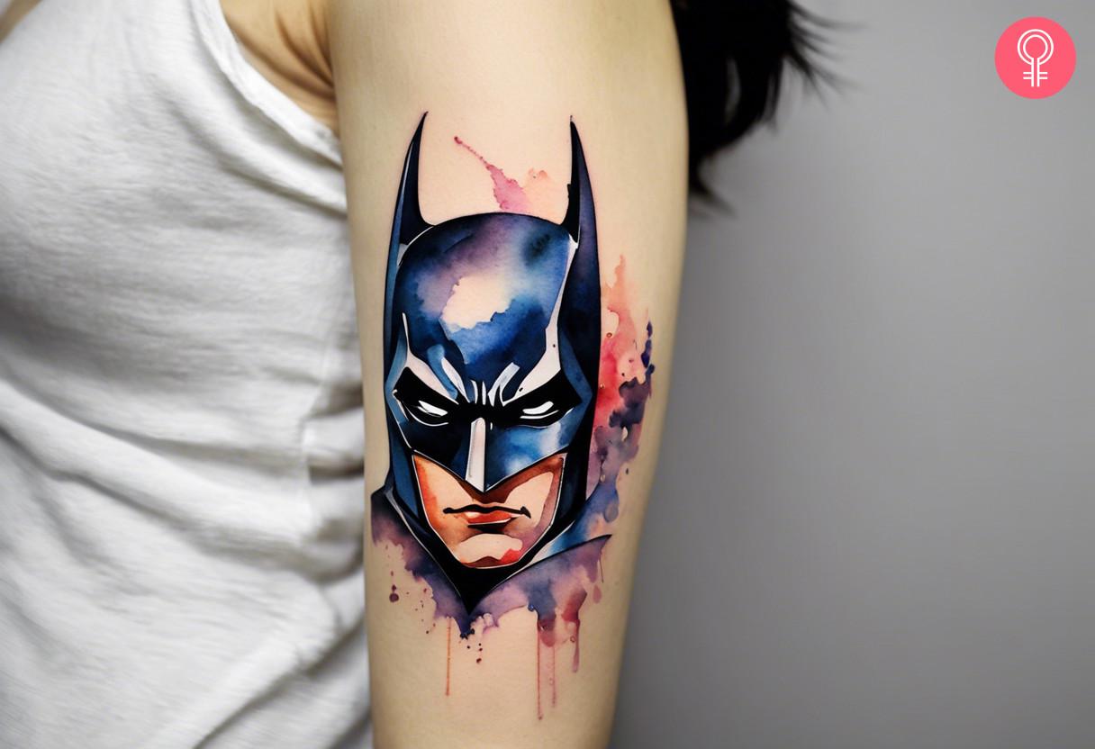 Watercolor Batman Tattoo for Women