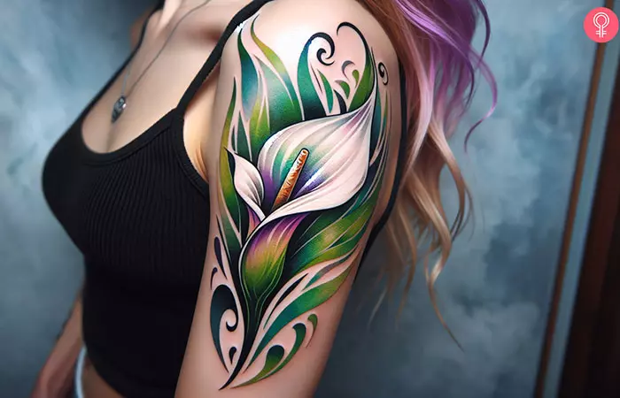 Calla lily tattoo on arm