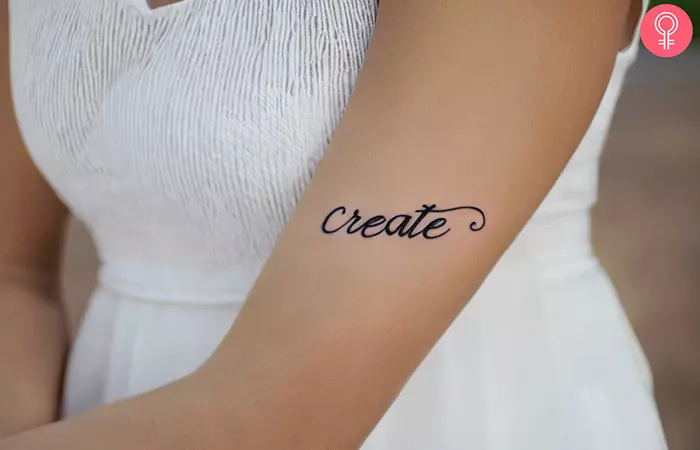 Woman with a ‘Create’ tattoo on her arm