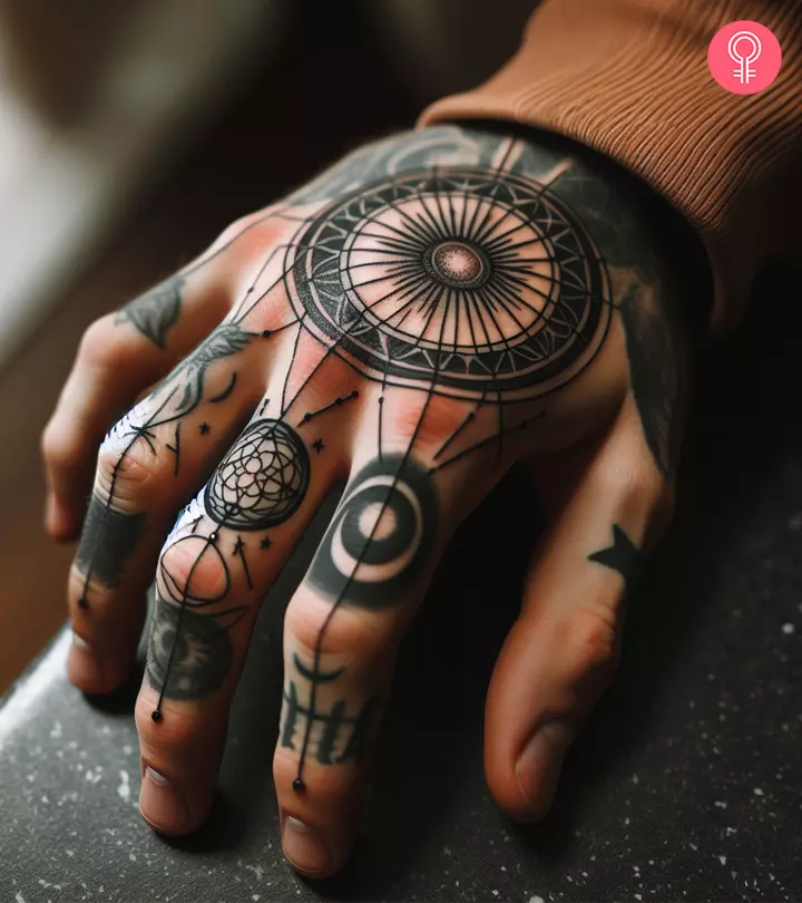 Traditional knuckle tattoo on a man