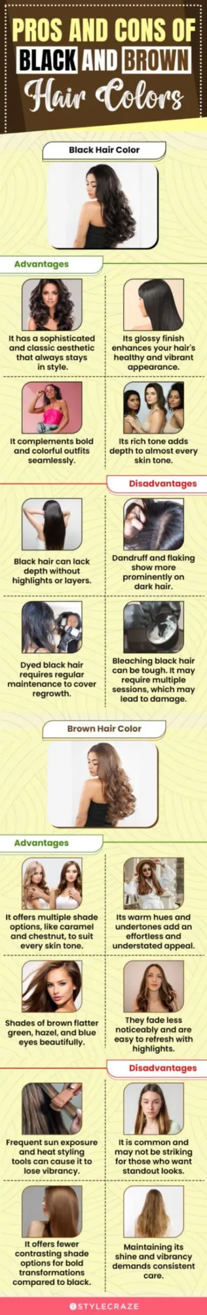 pros and cons of black and brown hair colors