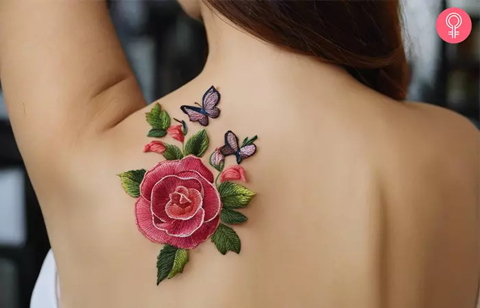 3D embroidery tattoo on the the back