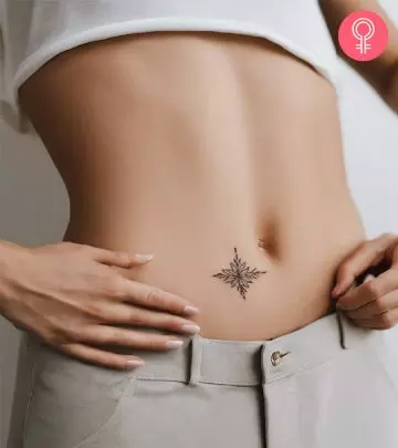 A woman with a tattoo on her stomach