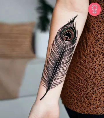 Flaunt your spiritual beliefs with a beautiful and vibrant peacock feather tattoo design.