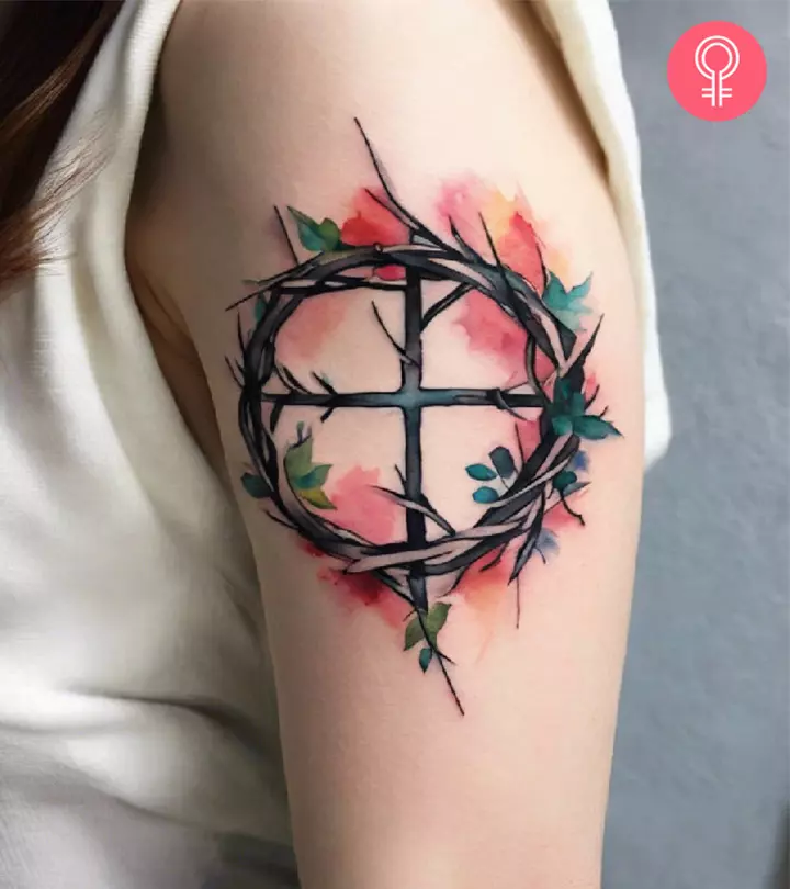 religious crown of thorns tattoo on the arm