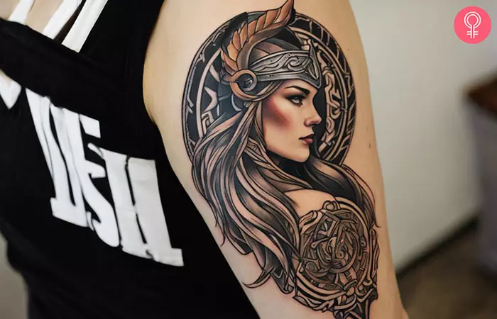 A Valkyrie tattoo on the arm