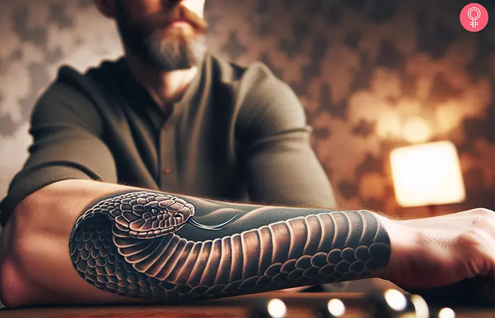A forearm cobra head tattoo
