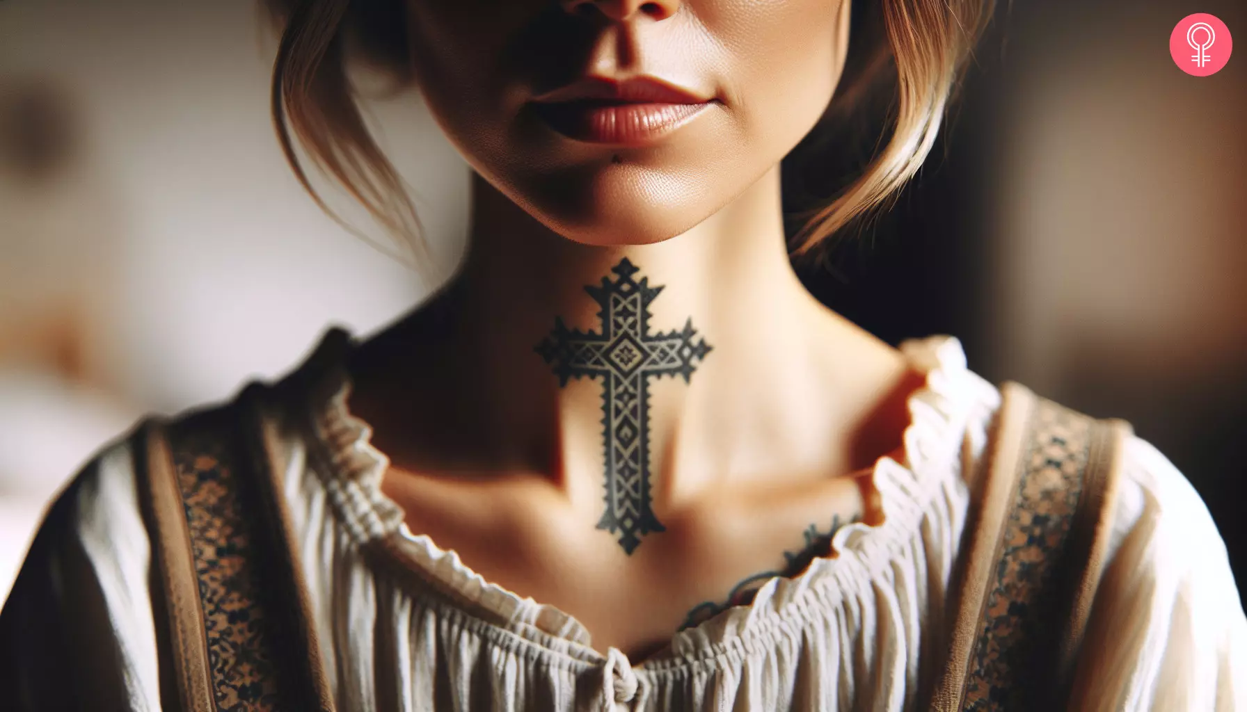 A cross neck tattoo