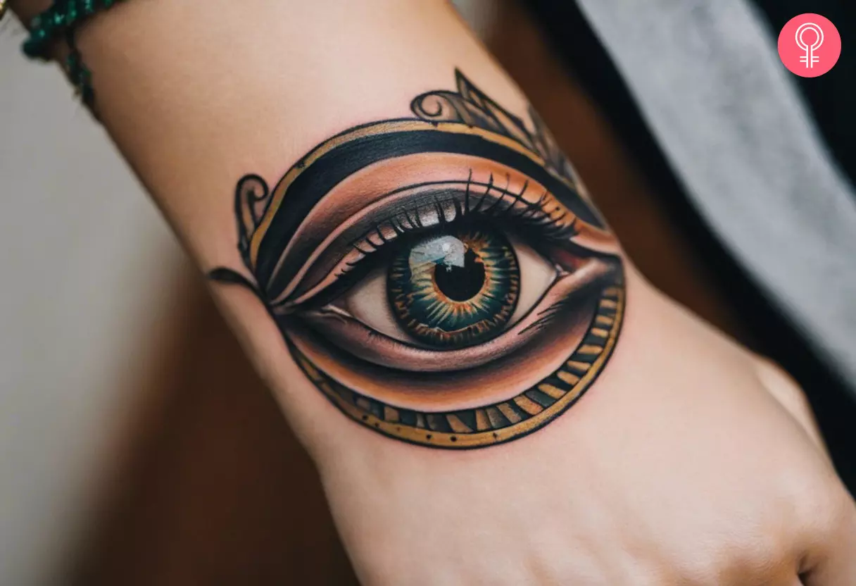 All-seeing eye tattoo on the hand