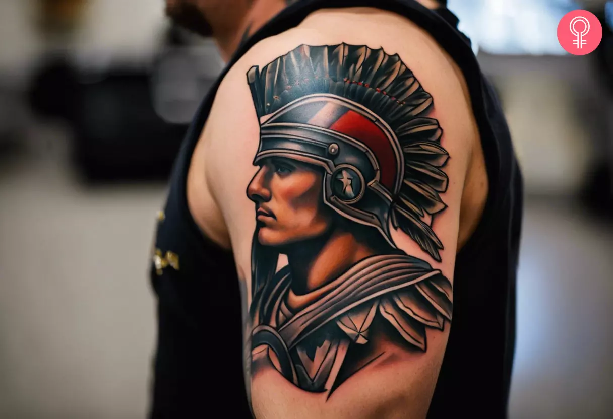 American Traditional Gladiator Tattoo