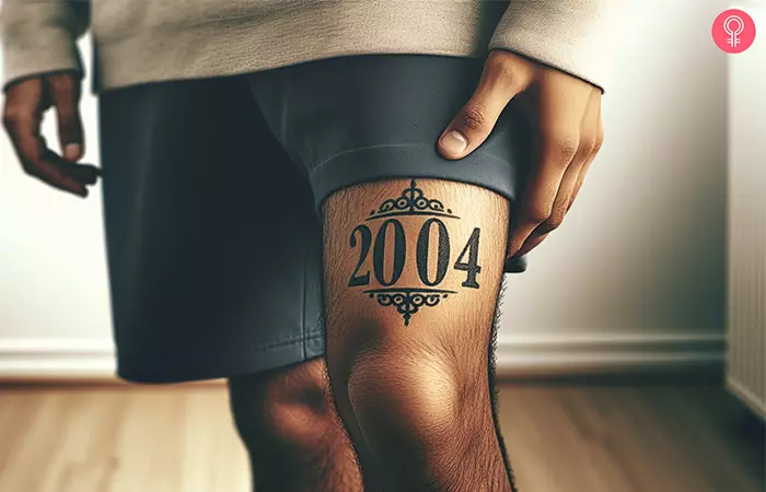 A birth year above knee tattoo