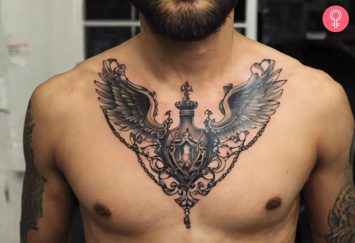 Chest chandelier tattoo