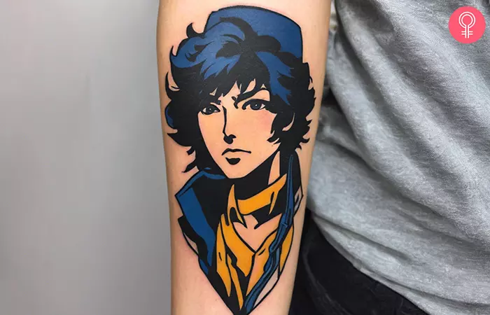 Cowboy Bebop tattoo on the forearm