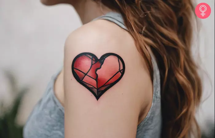 Crying heart tattoo on the shoulder