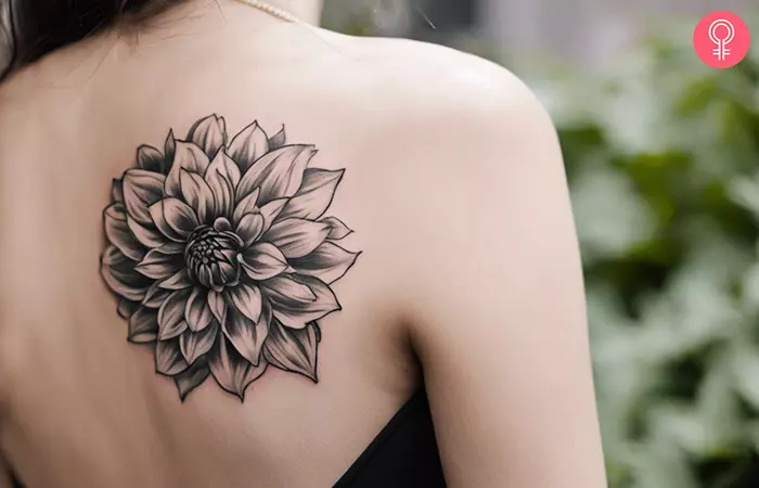 Dahlia shoulder tattoo