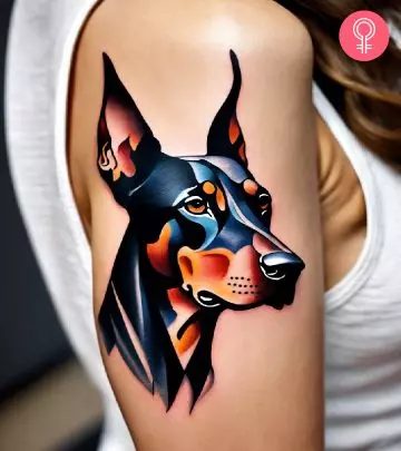 Woman with a joker tattoo on the lower arm