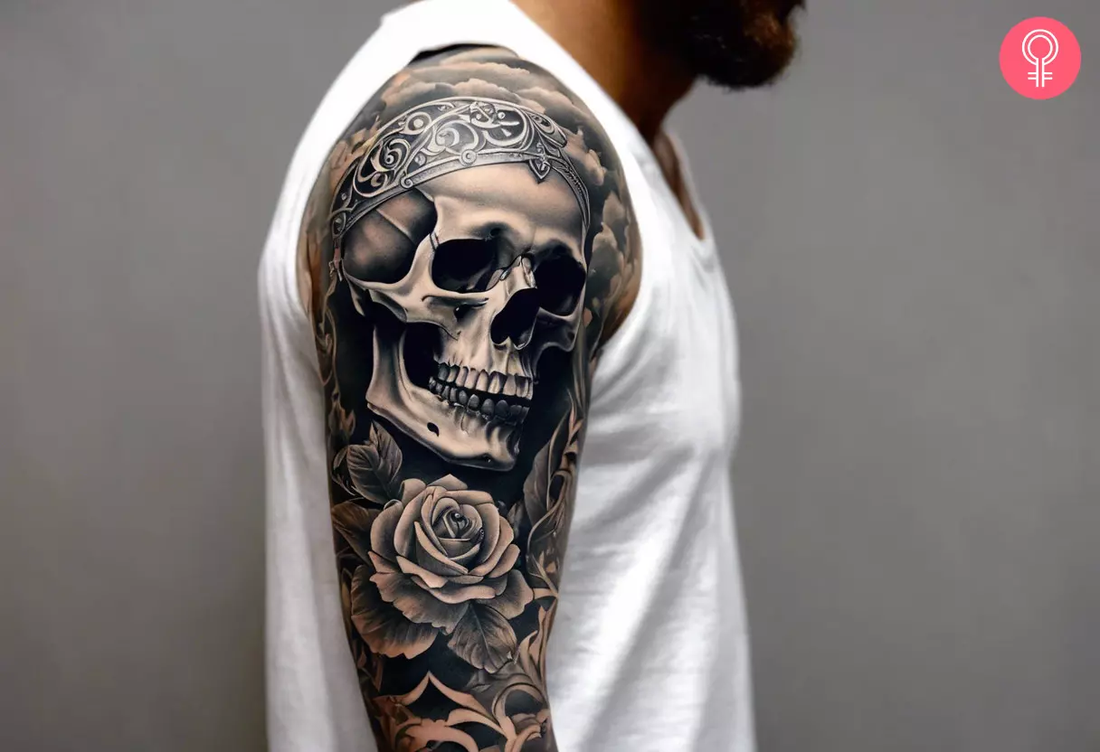 A man with a filigree filler tattoo on his arm