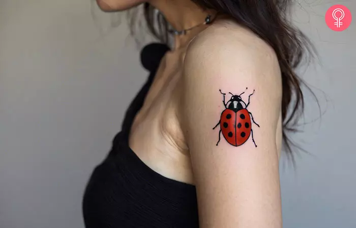 Fine Line Ladybug Tattoo