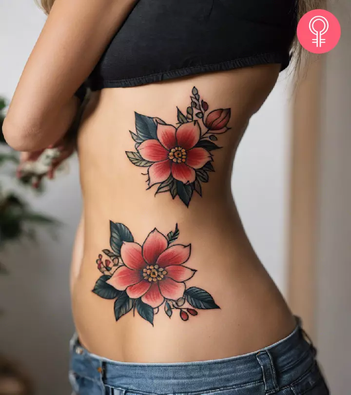 Flower tattoo on the waist