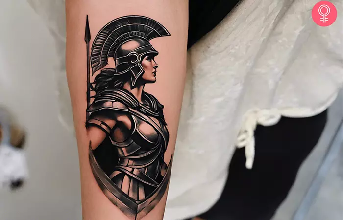 A forearm spartan tattoo