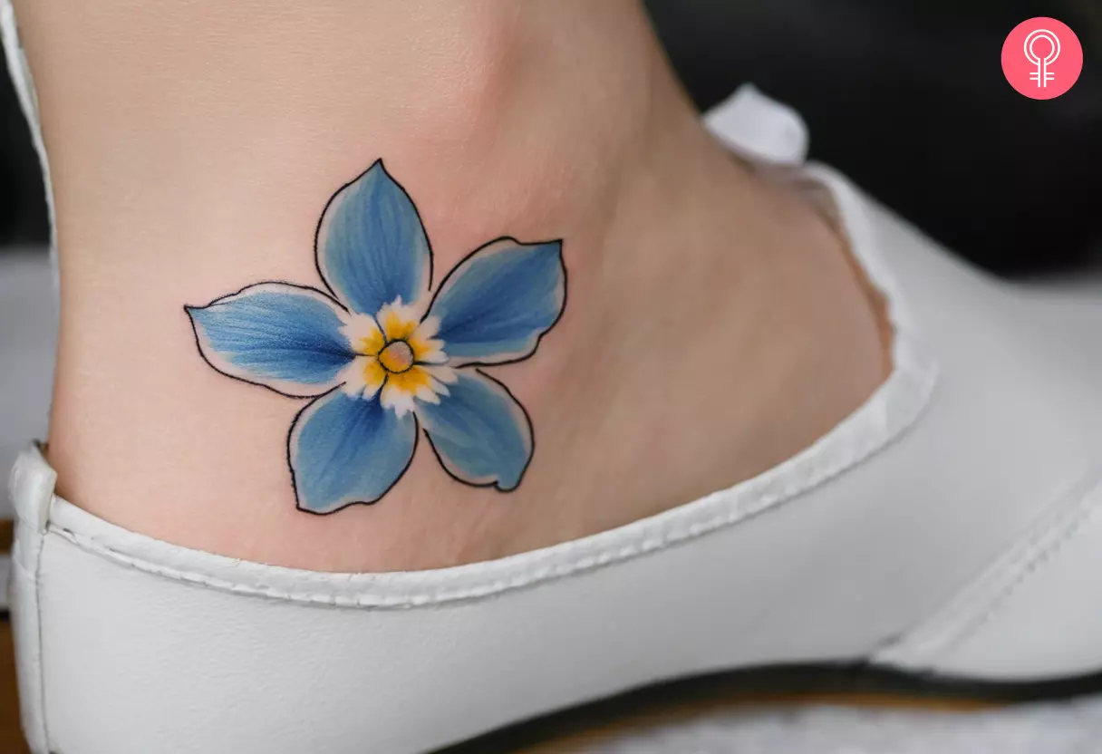 Forget me not tattoo on the ankle