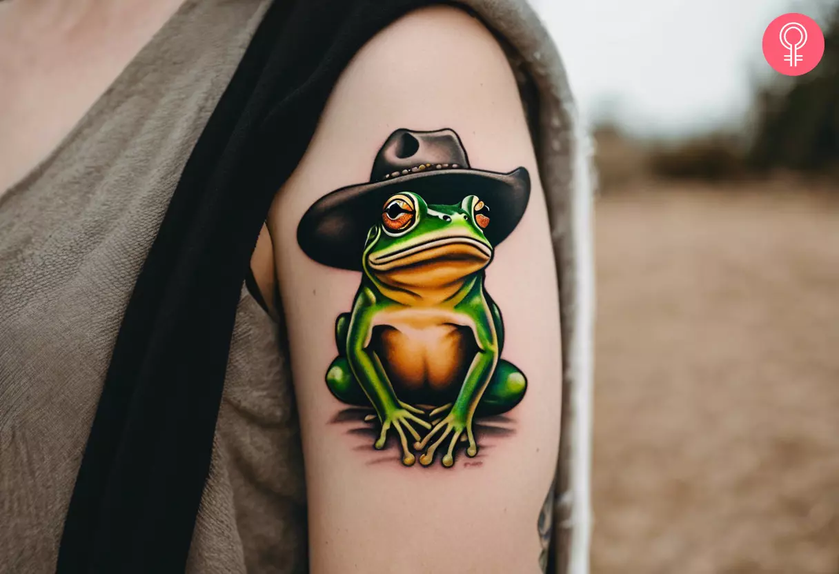 Frog With Cowboy Hat Tattoo