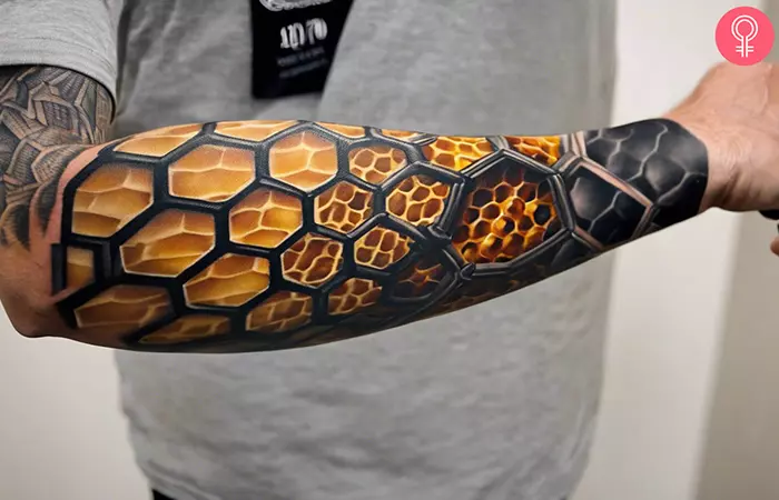 Honeycomb tattoo on the sleeve