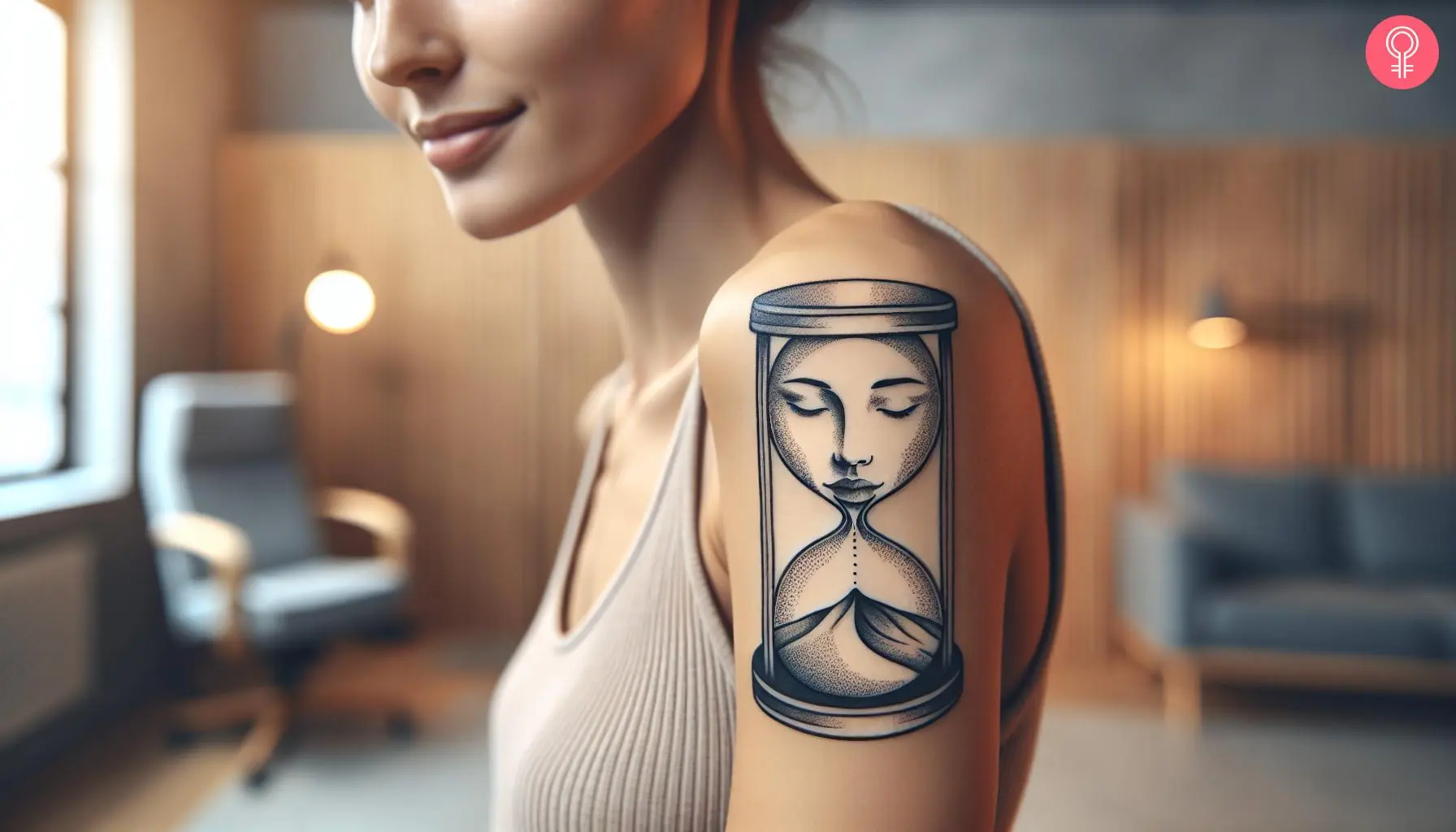 Hourglass tattoo on the face