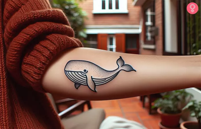 Humpback whale tattoo on the arm