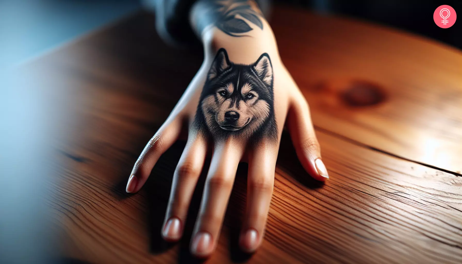 Husky tattoo on the hand