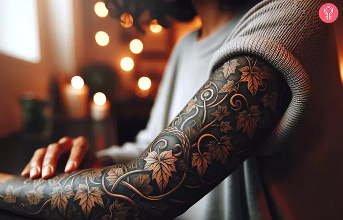 Intricate ivy tattoo on the arm