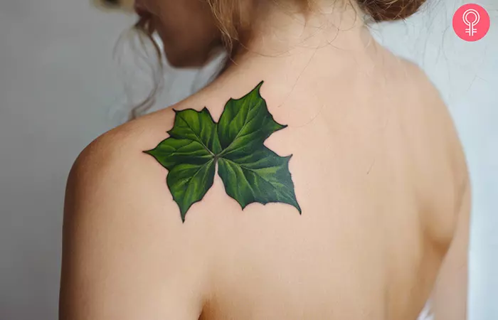 Ivy leaf tattoo on the shoulder