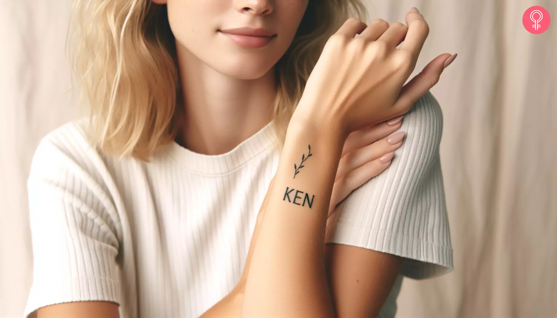 The name Ken written on the forearm