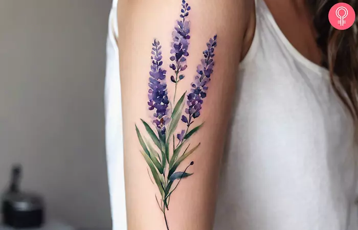 Lavender springs tattooed on the arm