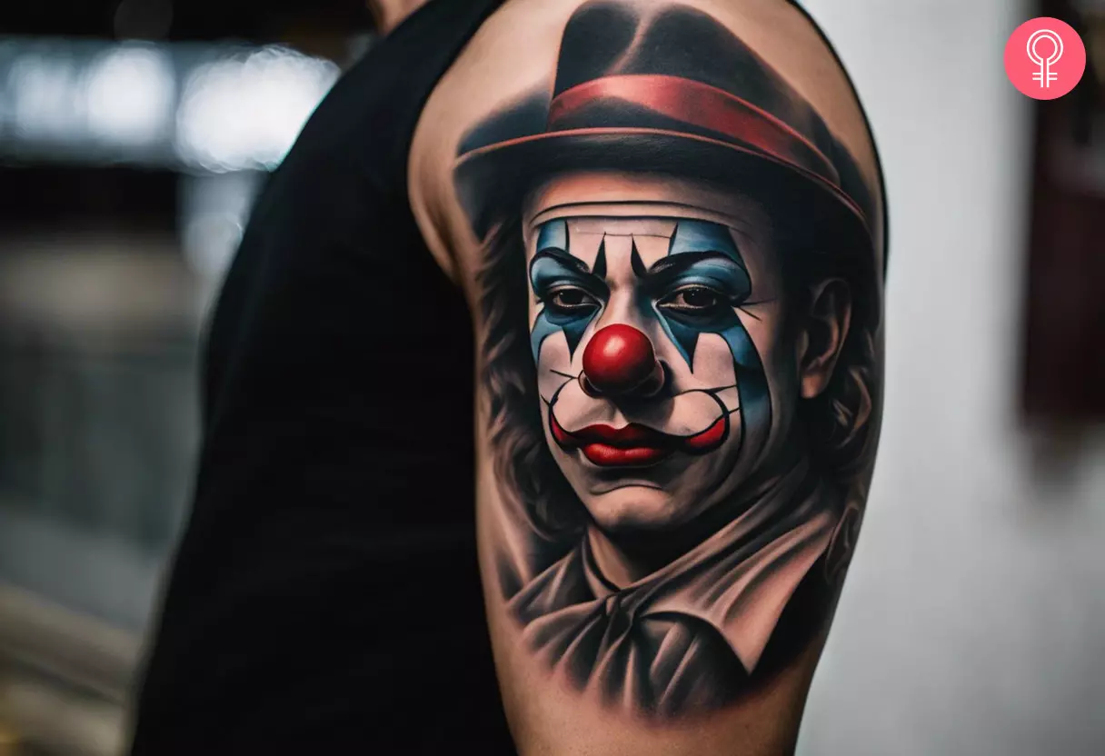 Mexican clown tattoo on the arm
