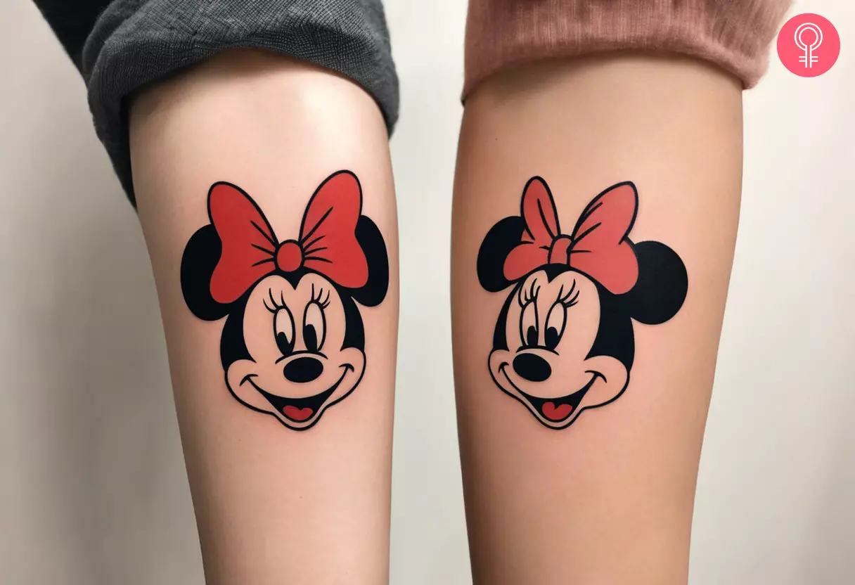 Minnie Mouse tattoos on the upper arms