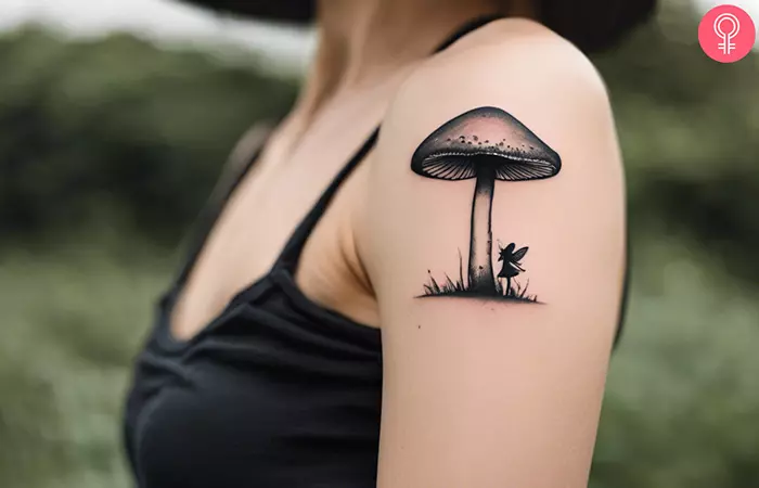 Mushroom fairy tattoo