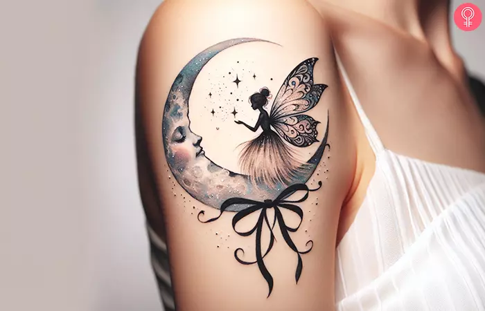 Mystic moon fairy tattoo