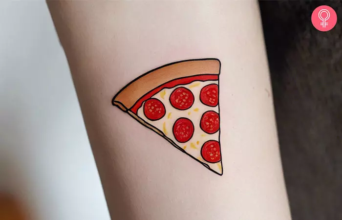 A pepperoni pizza tattoo