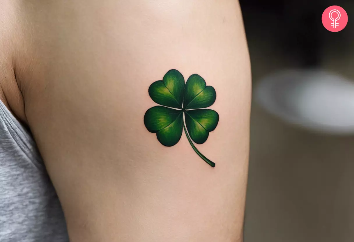 Realistic Four Leaf Clover Tattoo