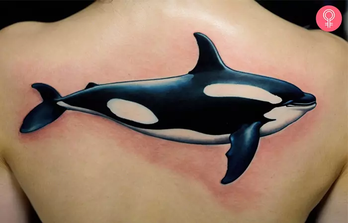 A back realistic orca tattoo